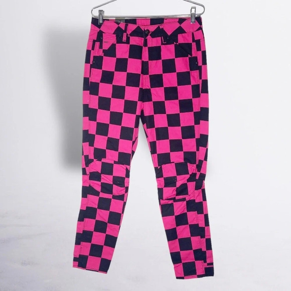 NWT G-Star Raw Women Jeans 5622 3D Mid Waist Boyfriend Pink Chef's Check Print - Picture 3 of 10